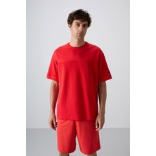 Tommy Life Fiesta Pamuklu Kalın Yüzeyi Dokulu Oversize Fit Basic Erkek T-Shirt - 88340