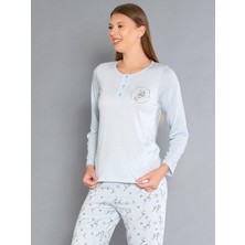Uzun Kollu Patlı Pijama Takımı - Yazlık Çiçek Desenli Yumuşak Milan Kumaş - Poppy 59-02 (M, L, Xl, Xxl)