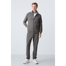 Tommy Life Koyu Gri Pamuklu Kalın Yumuşak Dokulu Comfort Fit Basic Erkek Eşofman Takım - 85260