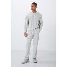 Tommy Life Taş Kompakt Pamuklu Kalın Pürüzsüz Dokulu O Yaka Comfort Fit Erkek Eşofman Takım -85263