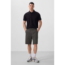 Antrasit Standart Fit Dokuma Hafif Esnek Chino Erkek Şort - 81290