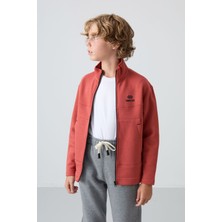 Tommy Life Kiremit Pamuklu Kalın İçi Tüylü Yumuşak Dokulu Standart Fit Nakışlı Erkek Çocuk Sweatshirt - 11245