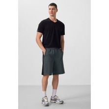 Tommy Life Haki Yüzeyi Dokulu Oversize Erkek Şort - 81288