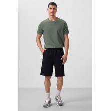 Tommy Life Siyah Yüzeyi Dokulu Oversize Erkek Şort - 81288