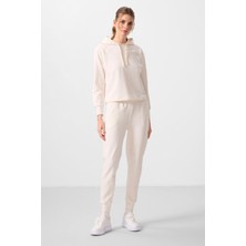 Tommy Life Ekru Kapüşonlu Oversize Kadın Eşofman Takım - 95336