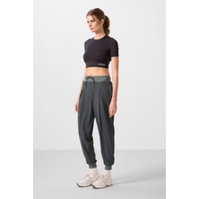 Haki Cepli Standart Kalıp Kadın Yoga Pantolon - 94677