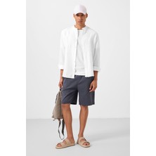 Tommy Life Gri Standart Fit Dokuma Hafif Esnek Chino Erkek Şort - 81291