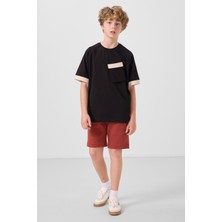 Kiremit Pamuklu Yumuşak Dokulu Standart Fit Basic Erkek Çocuk Şort - 11293