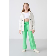 Tommy Life Su Yeşil Cepli Ön Dikiş Detaylı Geniş Paça Kız Çocuk Eşofman Altı -75144