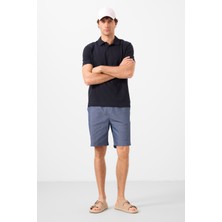 Tommy Life Kot Lacivert Standart Fit Dokuma Hafif Esnek Chino Erkek Şort - 81291