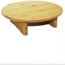 Ahşap Kesim Tahtası Panosu 30 Cm. Yuvarlak Bambu Ayaklı -10506