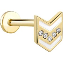 Ok White Mineli Beş Taş Tragus Piercing