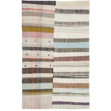 Bespoky 167x268 cm Bej Krem Çizgili Bohem Geometrik Halı | Salon Yatak Odası Halısı | UNİQUE-37163