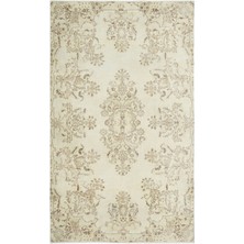 Atina Bej Eskitme Yün Modern Desenli Yün Hav Toz Vermez Leke Tutmayan Salon Yolluk Mutfak El Dokuma Halı