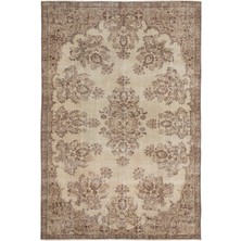 Vintage Kahverengi Göbekli Yün Modern Desenli Yün Hav Toz Vermez Leke Tutmayan Salon Yolluk Mutfak El Dokuma Halı