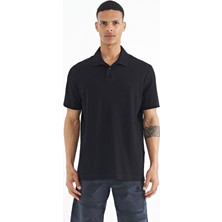Tommy Life Siyah Polo Yaka Logo Nakışlı Standart Form Erkek T-shirt - 88237
