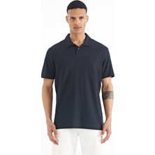 Tommy Life Lacivert Polo Yaka Logo Nakışlı Standart Form Erkek T-shirt - 88237