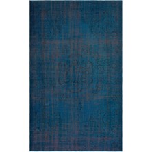 Hali.Net 183x300 cm Bej Petrol Mavisi Medalyon Ve Bitkisel Vintage Eskitme Halı | Salon Yatak Odası Halısı | Hav Vermez | UNİQUE-28000