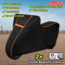 Reflektörlü Siyah Turuncu Dikişli Mondial 100 Sfc Snappy x Pro Branda Motosiket Brandası Motor Örtüsü Çadır Su Geçirmez Motosiklet Kılıfı Motor Brandası