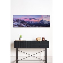 Karlı Dağlar ve Renkli Gökyüzü Panoramik Cam Tablo, Darbelere Dayanıklı Kırılmaz Cam, Hediyelik