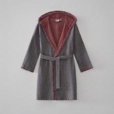 Ecocotton Muna Kadın Bornoz %100 Organik Pamuk Inject Bordo-Antrasit