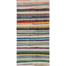 Hali.Net 158x310 cm Bej Krem Bohem Çizgili Halı | Salon Yatak Odası Halısı | Hav Vermez | UNİQUE-37310