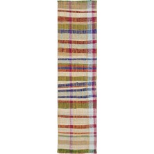Bespoky 61x236 cm Turuncu Sarı Çizgili Bohem Geometrik Halı | Mutfak Koridor Halısı | UNİQUE-32859