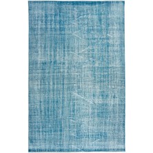 Hali.Net 162x258 cm Kahverengi Turkuaz Motifsiz Vintage Eskitme Halı | Salon Yatak Odası Halısı | Hav Vermez | UNİQUE-15930