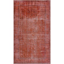 Hali.Net 162x281 cm Çok Renkli Kiremit Rengi Soyut Vintage Eskitme Halı | Salon Yatak Odası Halısı | Hav Vermez | UNİQUE-26862