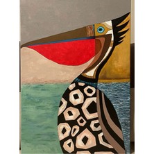 Drom Dokuma Taban Makinede Yıkanabilen Kilim Kaymaz Şönil Halı Modern Pelikan Figürlü