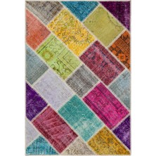 Teselya Mavi Çizgili Yün Modern Desenli Yün Hav Toz Vermez Leke Tutmayan Salon Yolluk Mutfak El Dokuma Halı