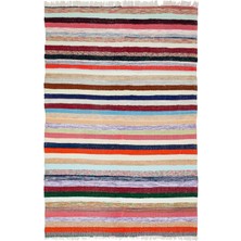 Bespoky 181x270 cm Mor Çok renkli Çizgili Bohem Halı | Salon Yatak Odası Halısı | UNİQUE-37290