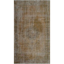 Hali.Net 161x277 cm Bej Hardal Soyut Vintage Eskitme Halı | Salon Yatak Odası Halısı | Hav Vermez | UNİQUE-23803