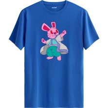Tavşan Karakter Baskılı %100 Pamuk Eğlenceli Sokak Modası Unisex Tişört