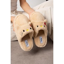 Slipcat Kadın Panda Figürlü Sessiz Taban Peluş Ev Terliği