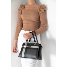 Silver & Polo Silver Polo Siyah - Siyah Ekose Kadın El Çantası SP972