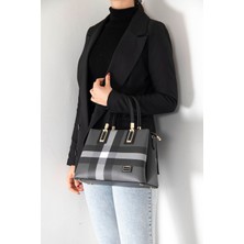 Silver & Polo Silver Polo Siyah - Siyah Ekose Kadın El Çantası SP1000