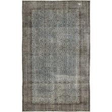 Hali.Net 179x297 cm Bej Soluk Mavi Bitkisel Vintage Bordürlü Halı | Salon Yatak Odası Halısı | Hav Vermez | UNİQUE-12632