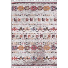 Trzemeszno Kırmızı Modern Etnik Desenli Makinada Yıkanabilir Hav Toz Vermez Leke Tutmayan Kaymaz Taban Dijital Makine Baskı Salon Yolluk Mutfak Halı