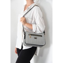 Silver & Polo Silver Polo Siyah Beyaz - Siyah Hasır Kadın Çapraz Çanta SP818