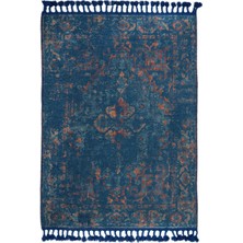 Bespoky 80x150 cm Lacivert Classic Vintage Eskitme Yıkanabilir Halı | Mutfak Balkon Yatak Odası Halısı | Hav Vermez Leke Tutmaz Kaymaz | CLASSİC-2201