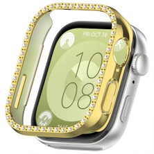 Huawei Watch Fit 3 Ile Uyumlu Zarif Kristal Taşlı Kasa Koruyucu Kılıf