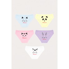 Kız Çocuk Hayvan Baskılı 5'li Slip Külot