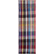 Bespoky 90x288 cm Kahverengi Bordo Geometrik Rustik Halı | Mutfak Yolluk Halısı | UNİQUE-32615