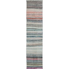 Hali.Net 100x420 cm Mavi Atina Anadolu Yün Halı | Yolluk Koridor Mutfak Halısı | Doğal Yün El Yapımı El Dokuma Hav Vermez | UNİQUE-32228