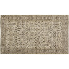 Bespoky 154x269 cm Bej Geleneksel Vintage Bitkisel Halı | Salon Yatak Odası Halısı | UNİQUE-10357