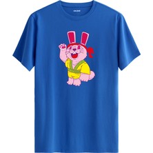 Tavşan Karakter Baskılı Sarı Kostümlü Eğlenceli Unisex Tişört  Sokak Modası