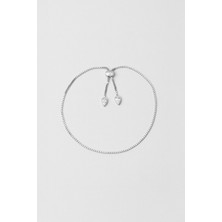 Mira 18 Ayar Beyaz Altın Kaplama Ayarlanabilir Gümüş Bileklik