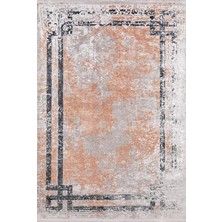 Blagovescensk Gri Çerçeveli Etnik Modern Desenli Makinada Yıkanabilir Hav Toz Vermez Leke Tutmayan Kaymaz Taban Dijital Makine Baskı Salon Yolluk Mutfak Halı