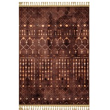 Bespoky 80x150 cm Kahverengi Modern Zen Yıkanabilir Halı | Mutfak Balkon Yatak Odası Halısı | Leke Tutmayan Kaymaz | Z-4067